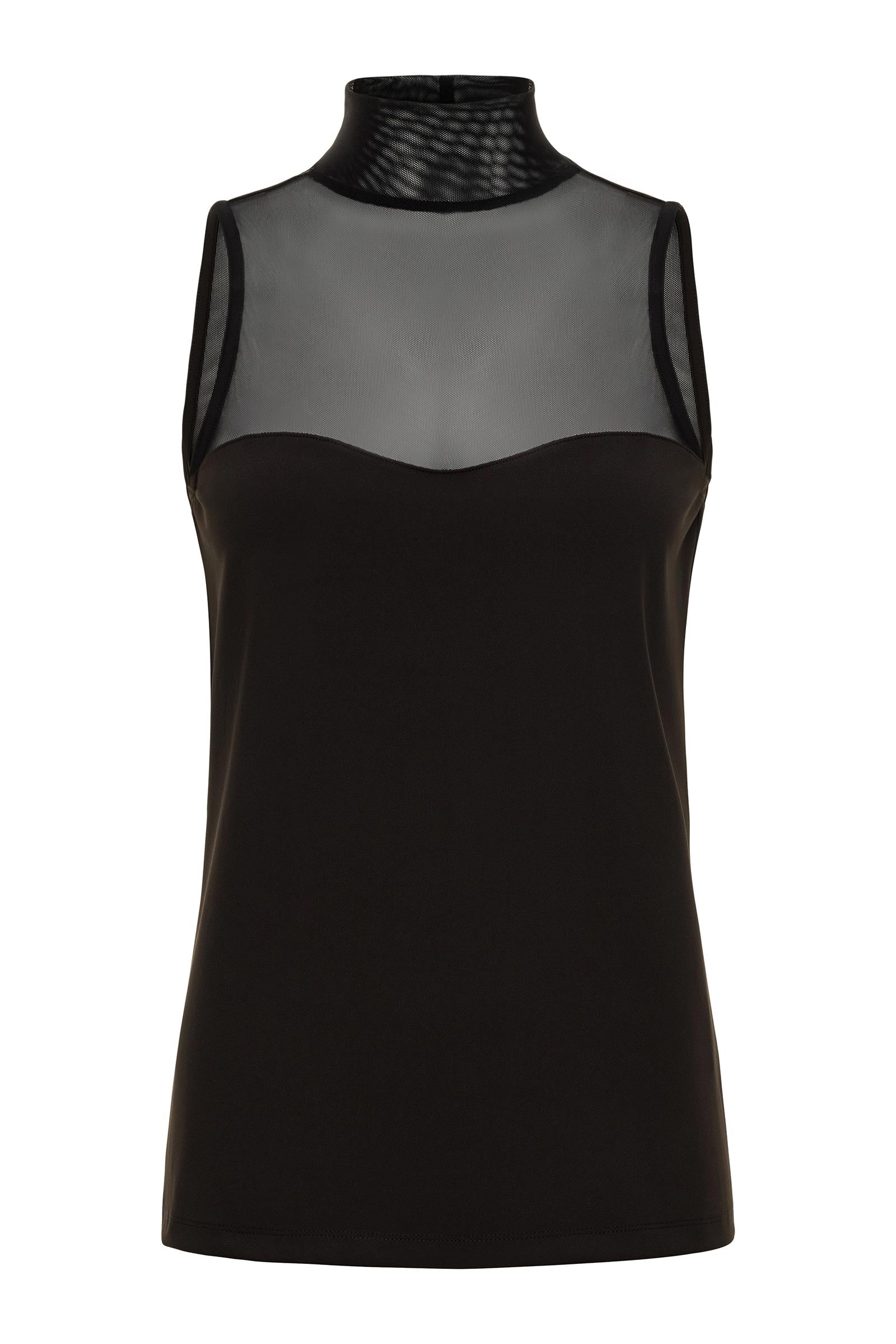 Top de cuello alto de malla sin mangas Ellen