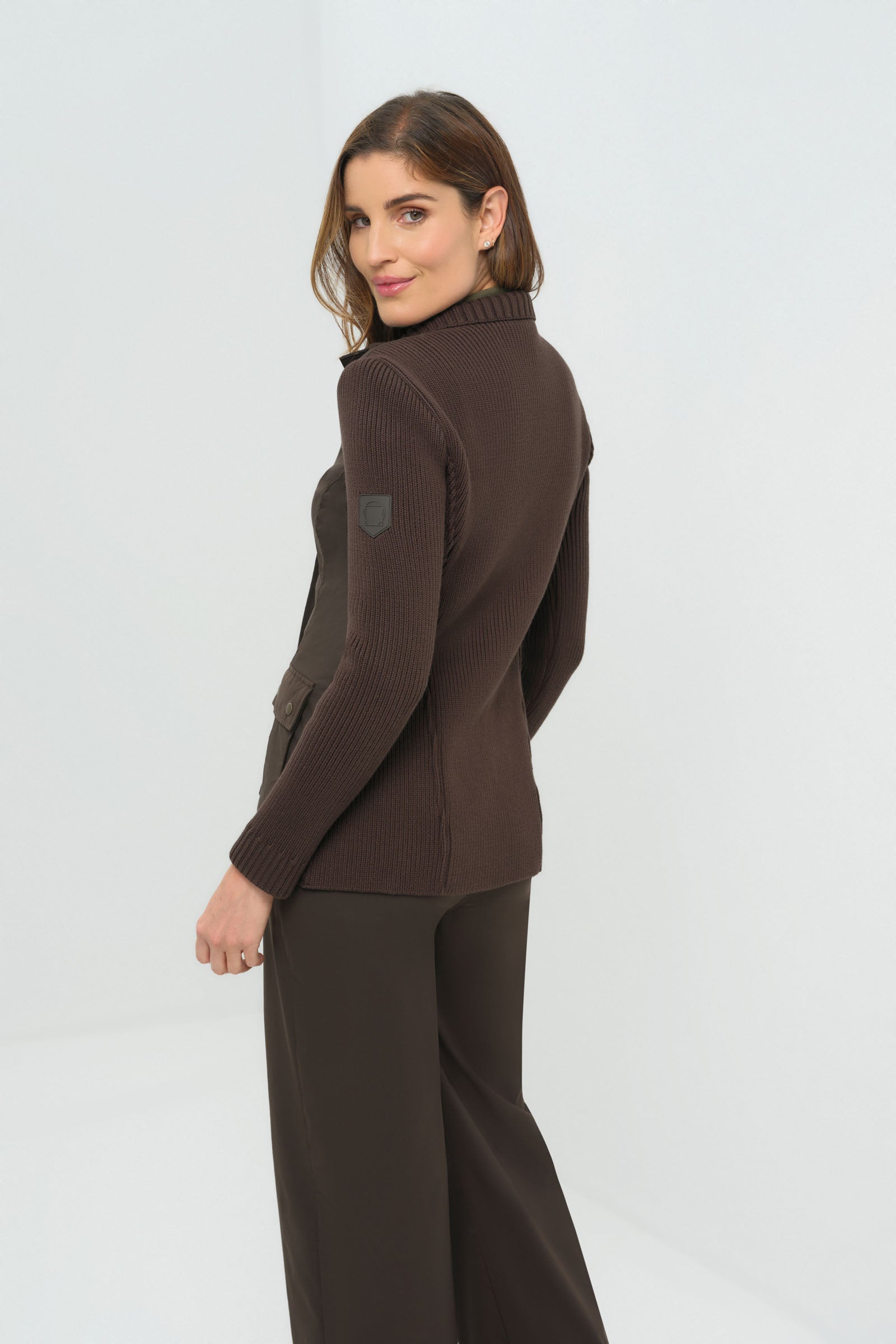 Sweater Kenya Knit Safari Jacket in Black and Navy