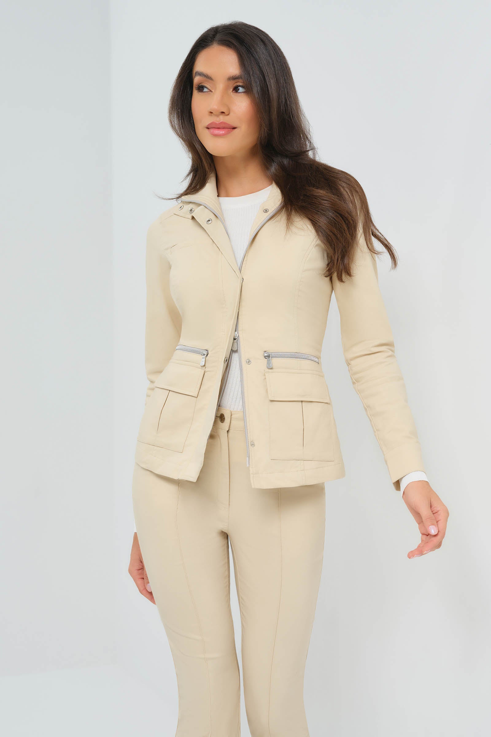 Kenya Safari Jacket in Stone – Luxury Utility Style | Anatomie