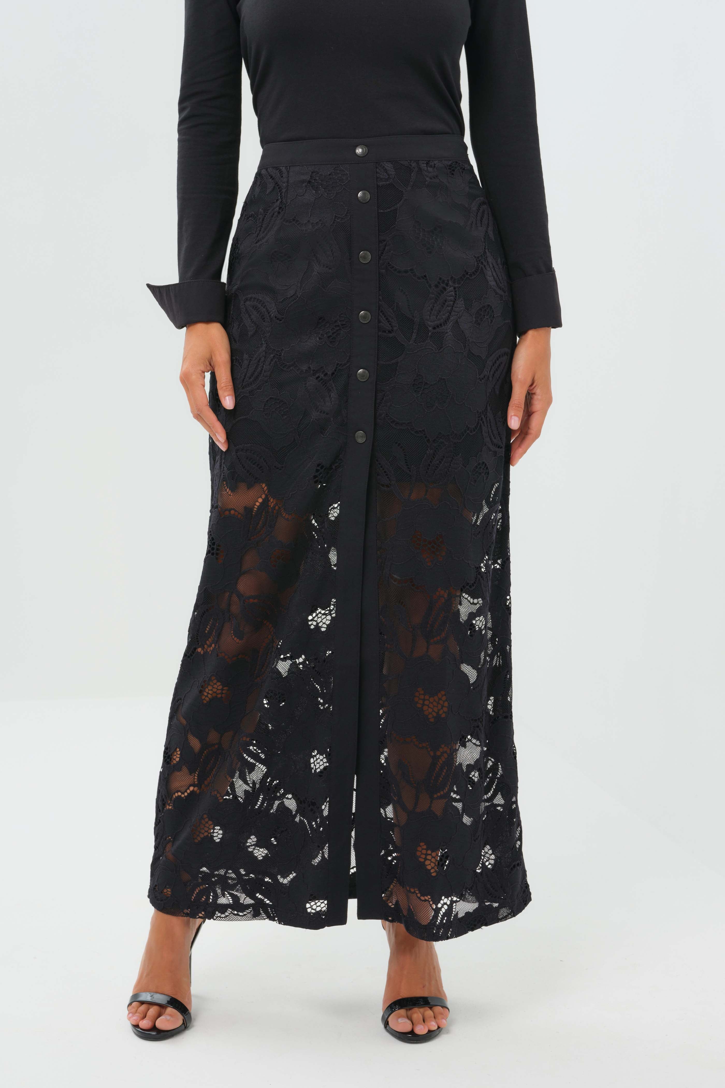 Ariel Ultralight & Lace Button Down Maxi Skirt – Anatomie