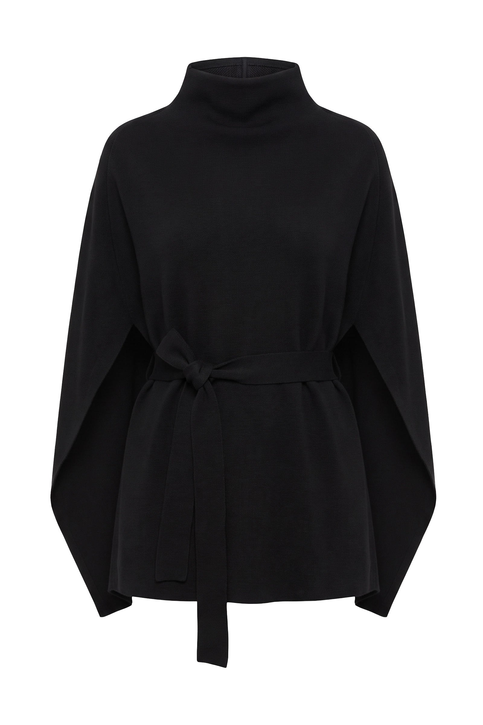 Kai Belted Funnel-Neck Cape