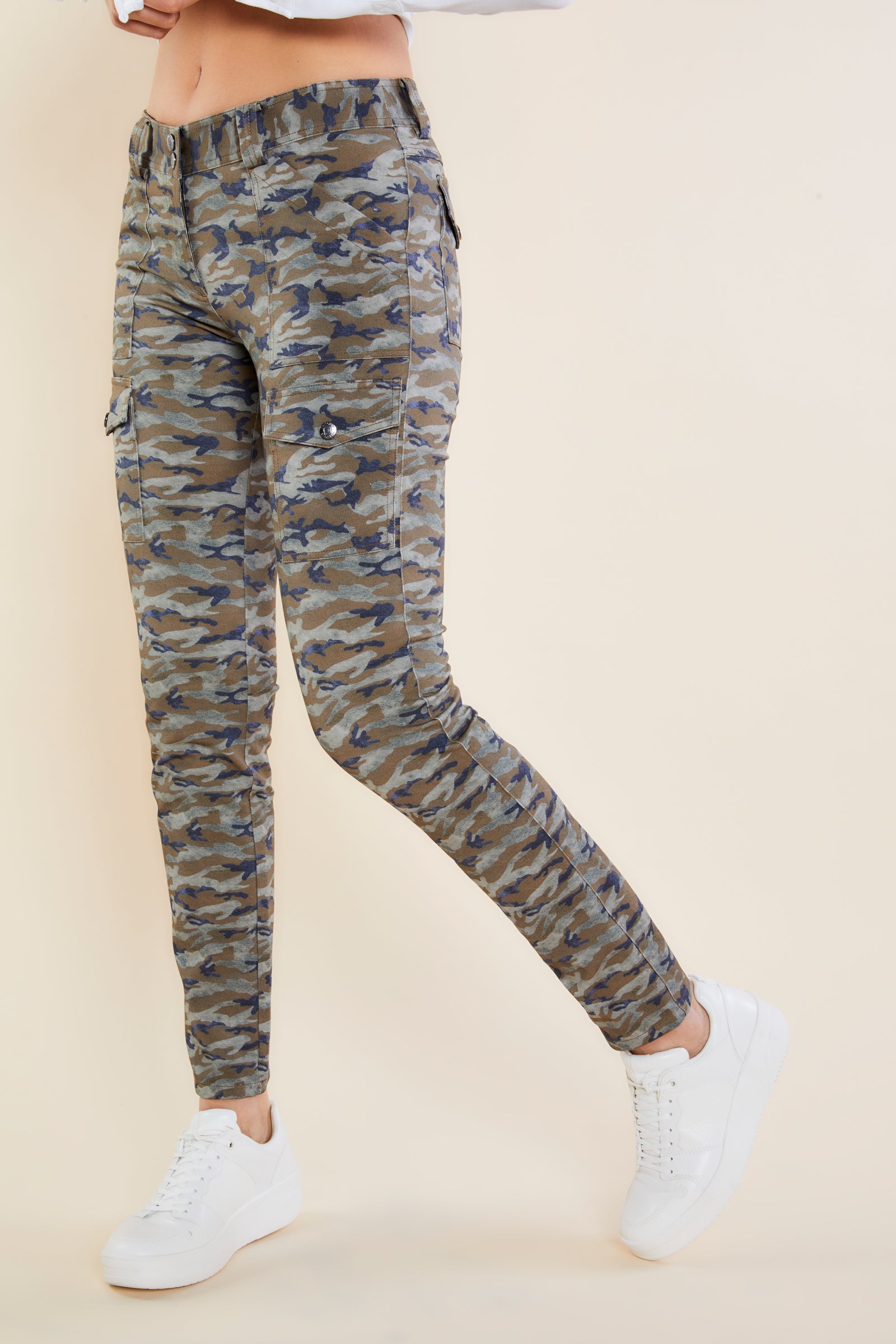 Lady Camouflage See Through Mesh Leggings Skinny Pants Stretchy
