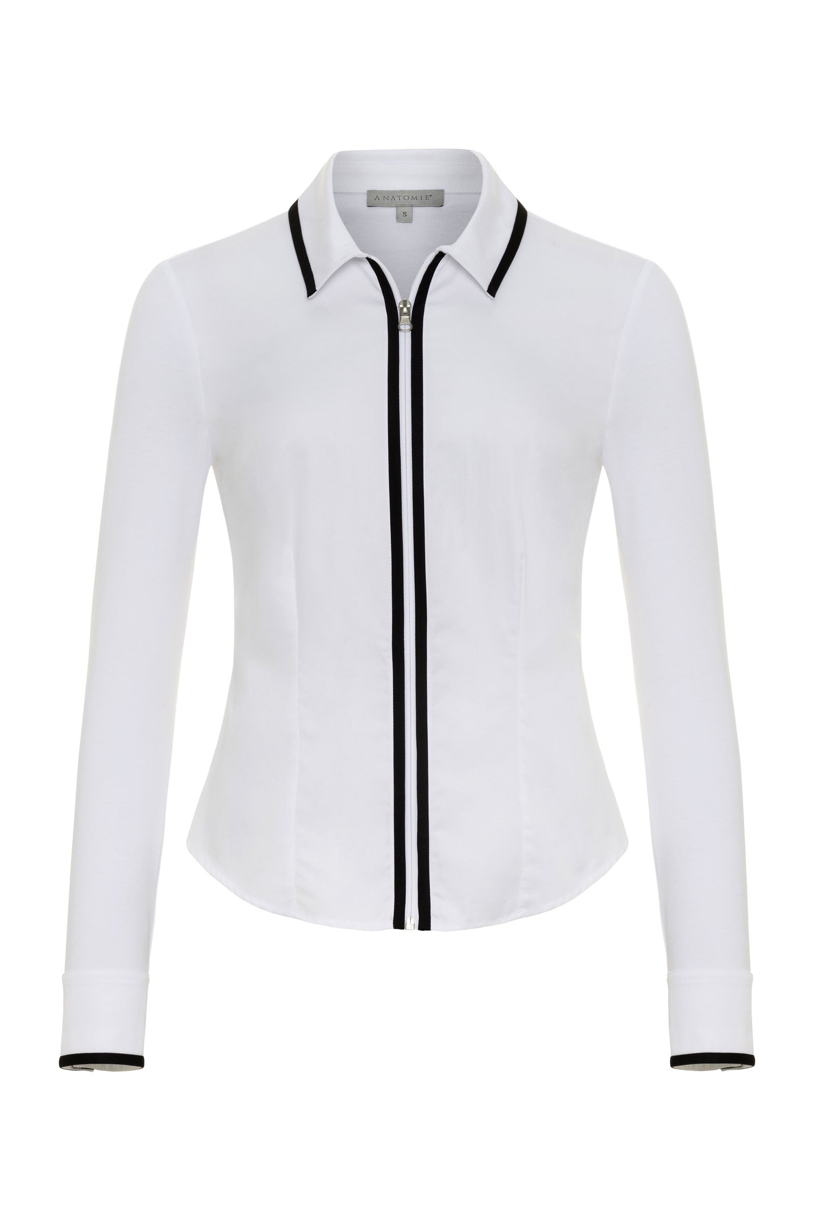 Top Bruna con cuello y cremallera y parte delantera de popelina
