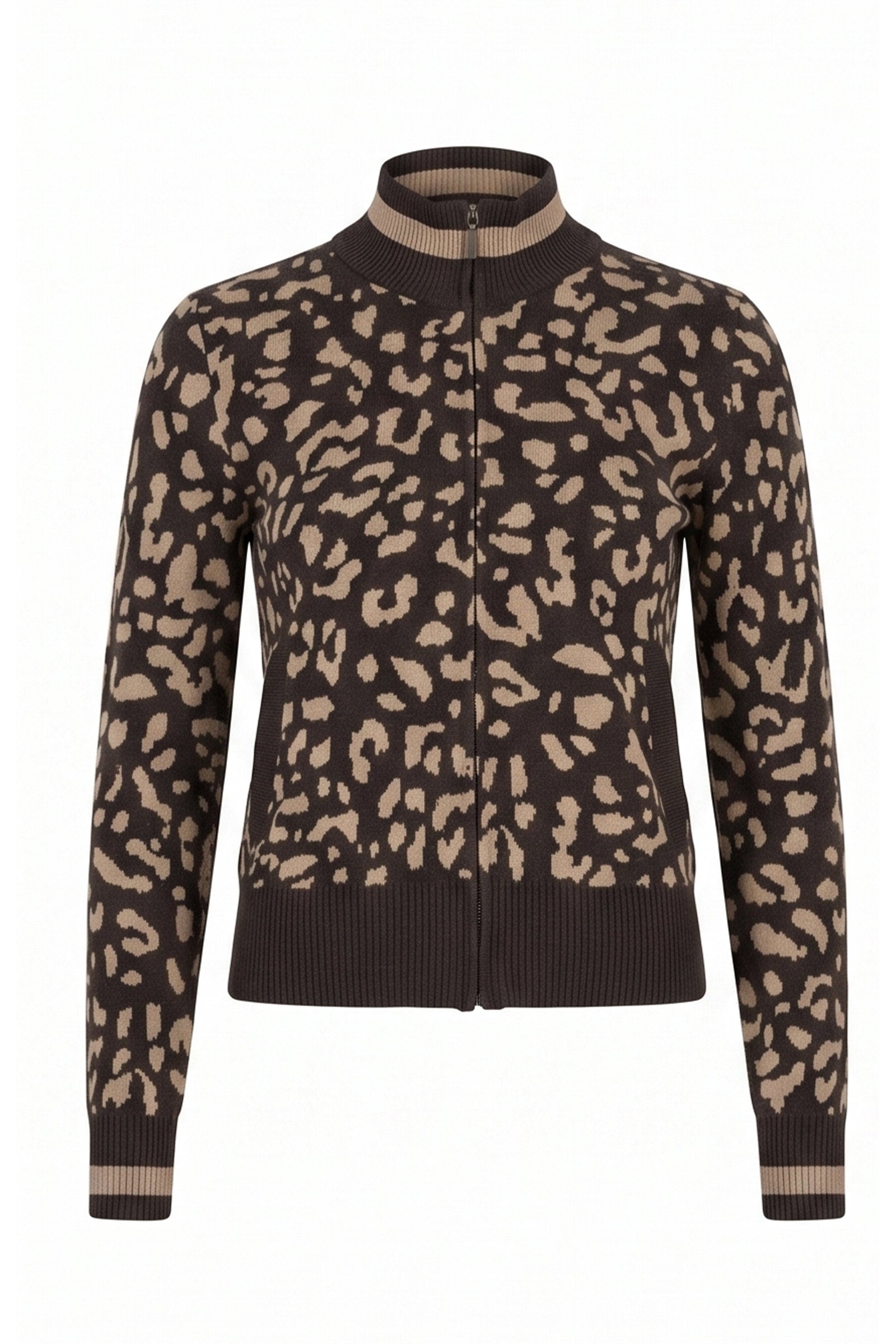 Bomi Jacquard Zip up Sweater