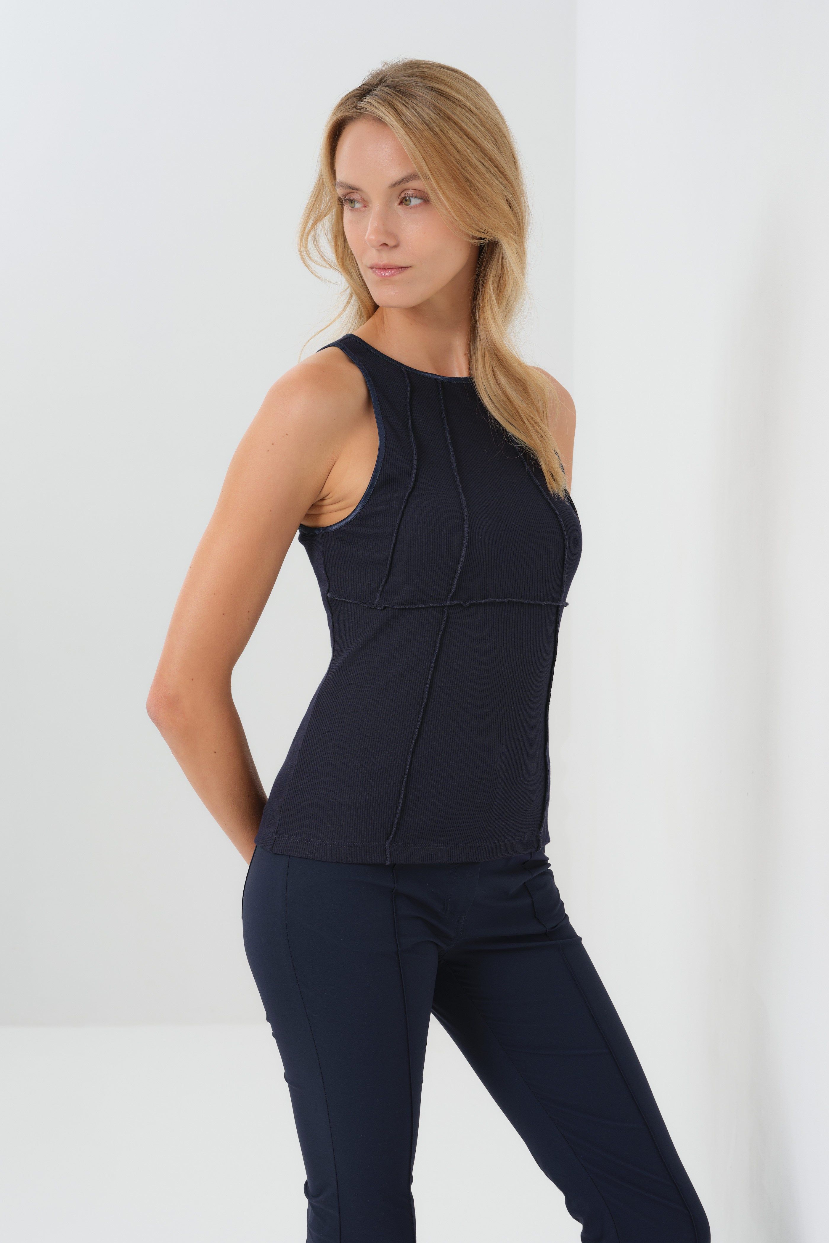 Callie Rib Halter Top with Seam Shaping