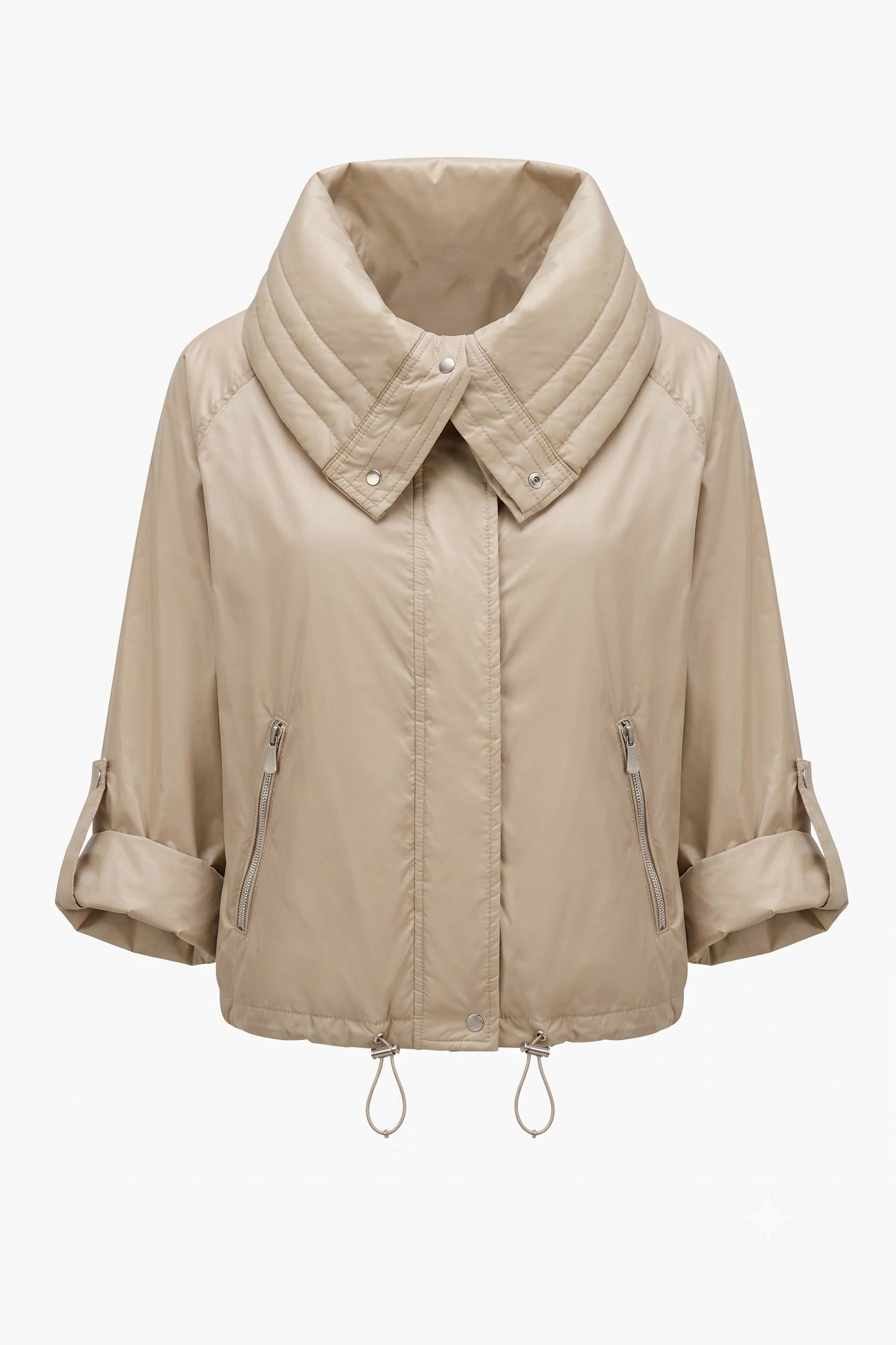 Casey Cropped Windbreaker with Oversized Lapel