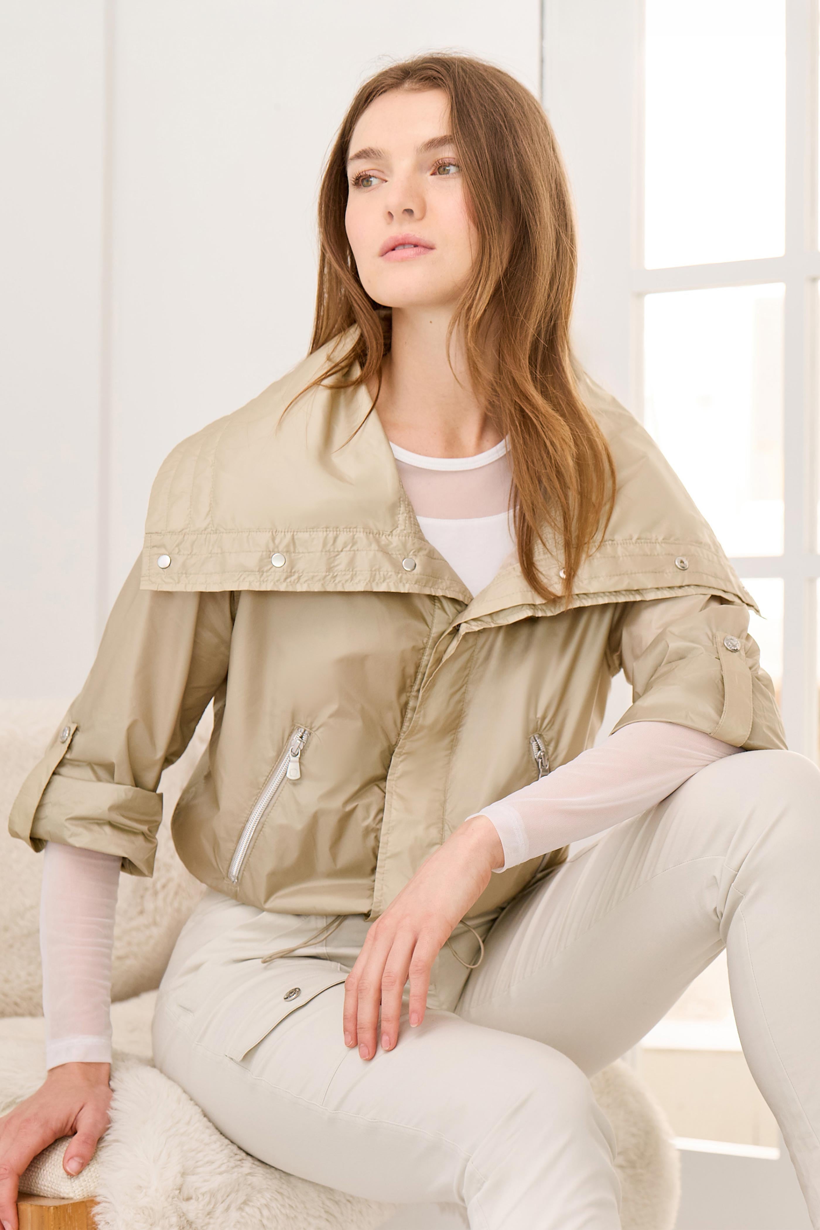 Casey Cropped Windbreaker with Oversized Lapel