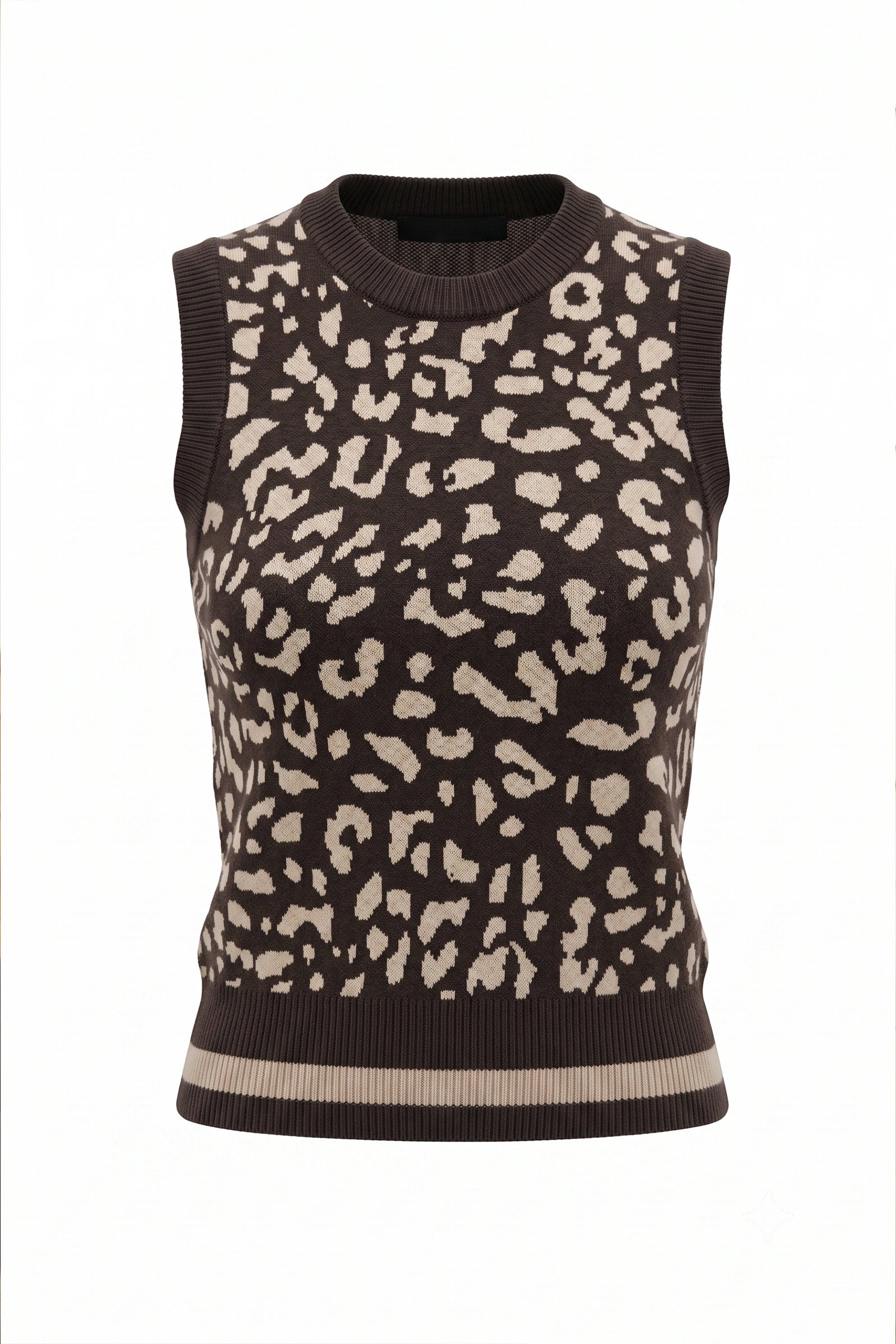 Clara Jacquard Sweater Vest with Striped Hem