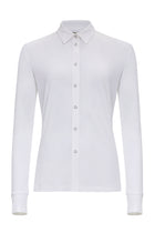 The Best Travel Top. Flat Lay of a Danica Snap On Super Jersey Top in White