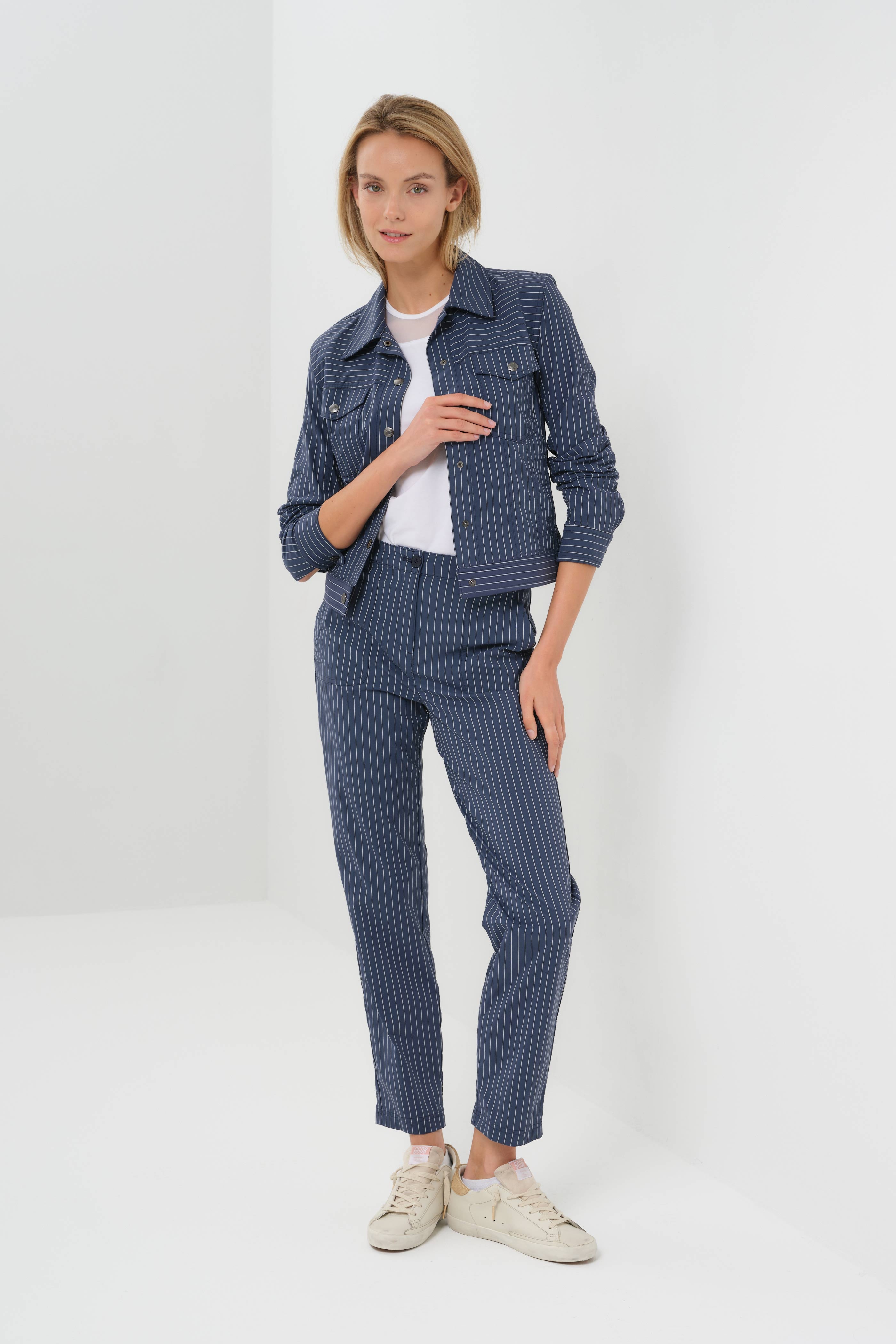 Delilah Striped Ultralight Trucker Jacket