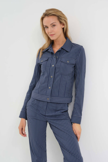 Delilah Striped Ultralight Trucker Jacket