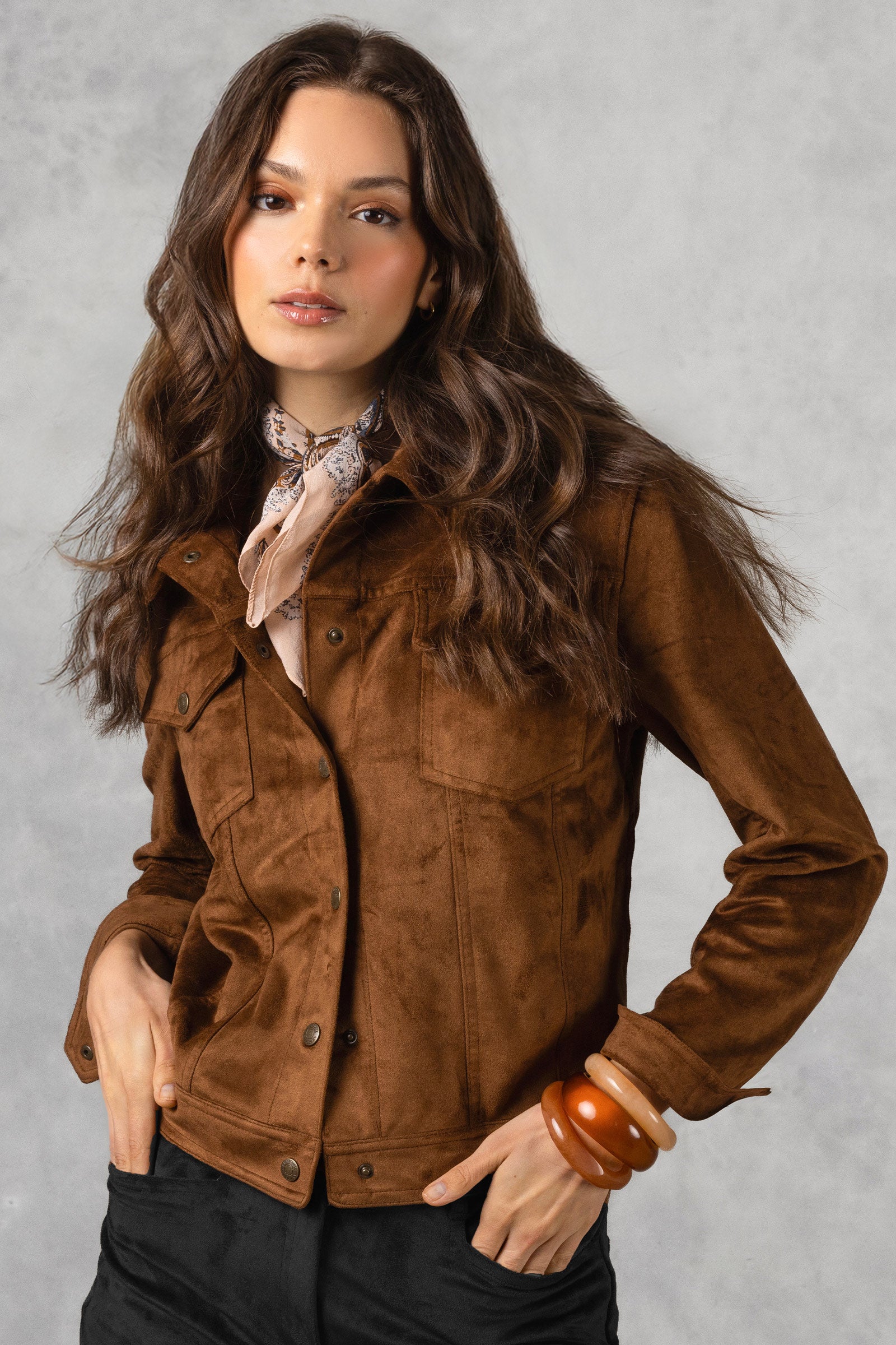 Veste camionneur Delilah en faux daim