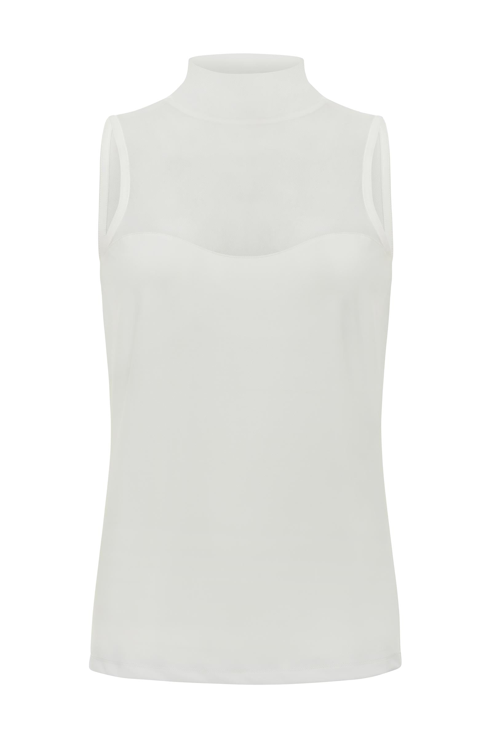 Top de cuello alto de malla sin mangas Ellen