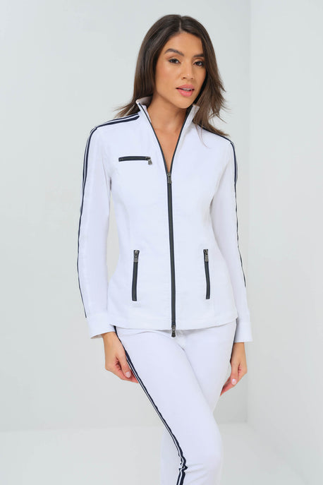 Chaqueta con cremallera y raya en contraste de Justine Saira