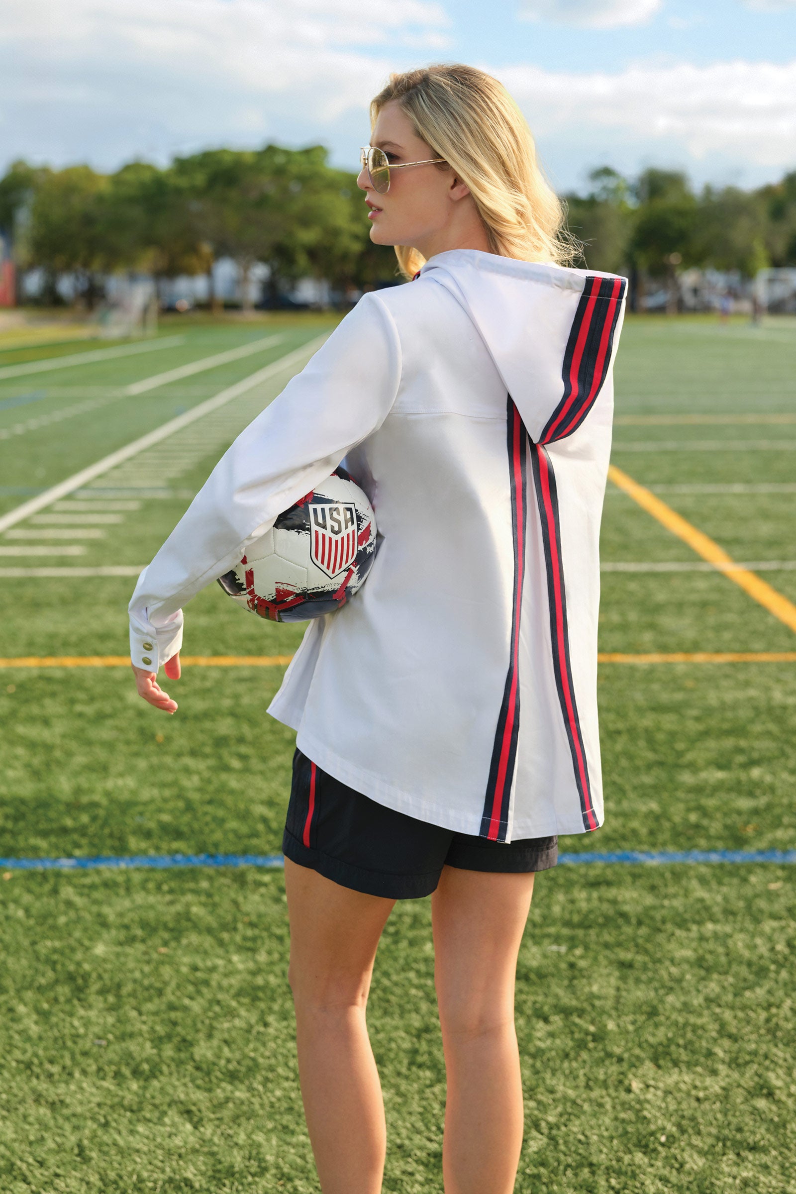 Gabi Stretch Woven Hooded Full Zip Jacket
