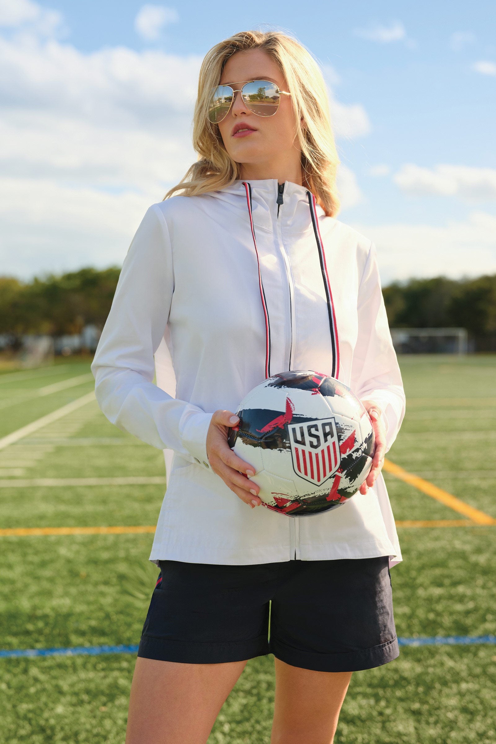 Gabi Stretch Woven Hooded Full Zip Jacket