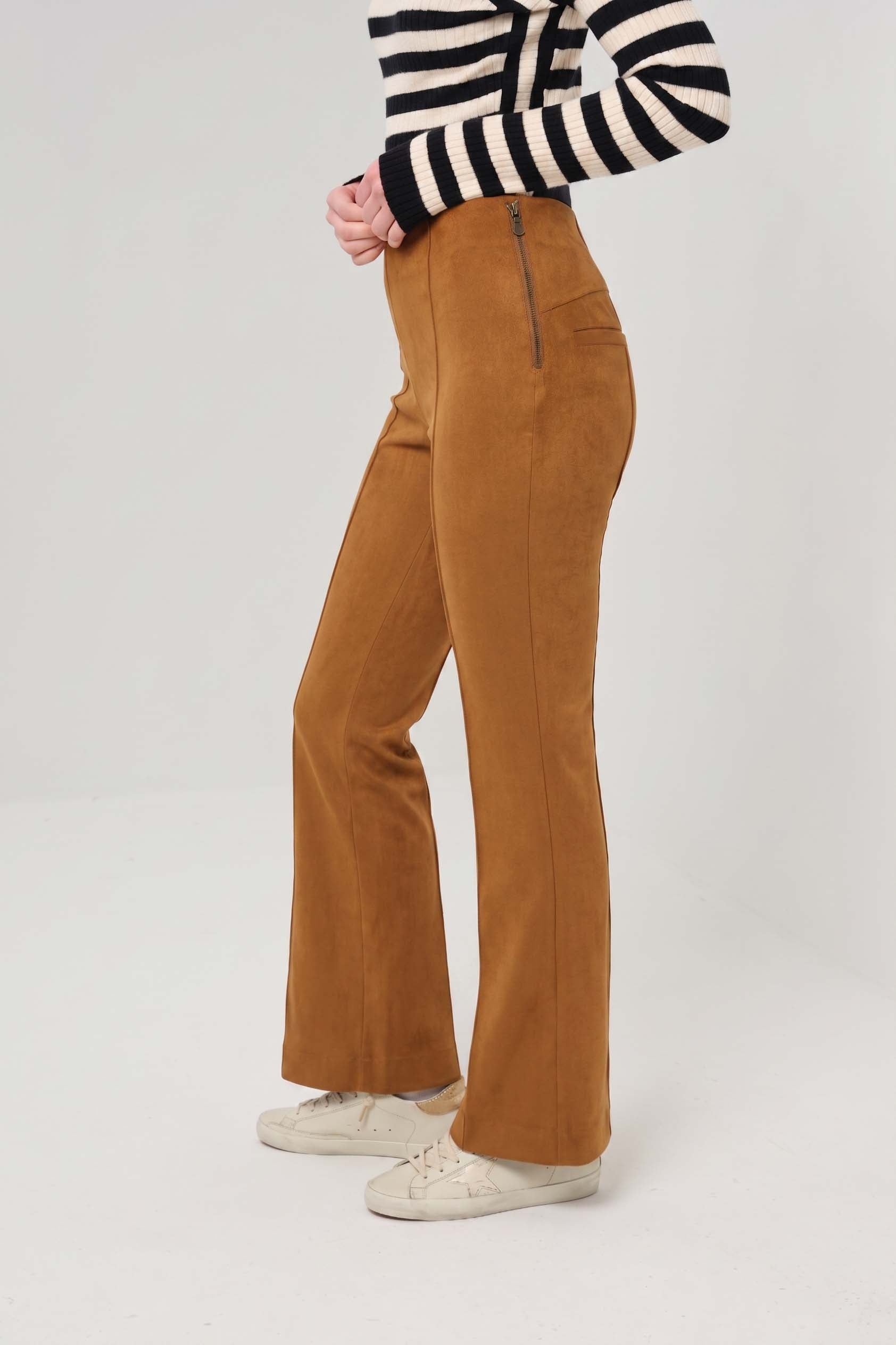 Becca Faux Suede Pintuck Flare Pant