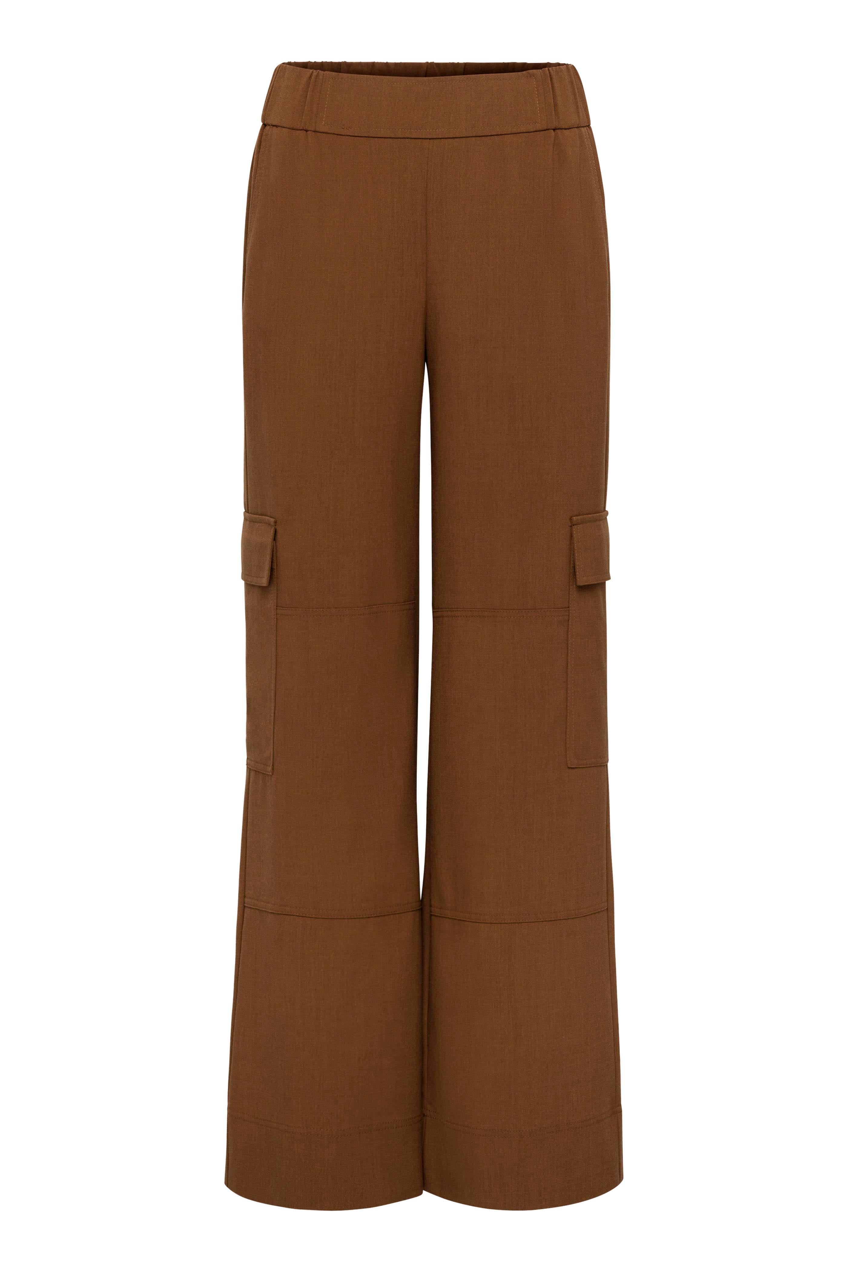 Pantalon cargo large à enfiler en tissu à chevrons