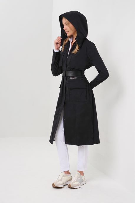 Kenya Waterproof Trench Coat with Removable Hood & Belt