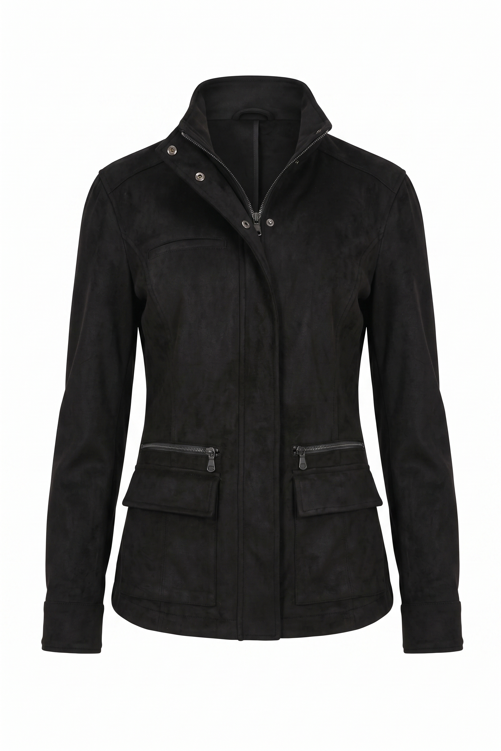 Kenya Faux Suede Safari Jacket in Black