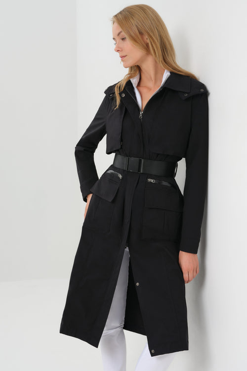 Kenya Waterproof Trench Coat with Removable Hood & Belt