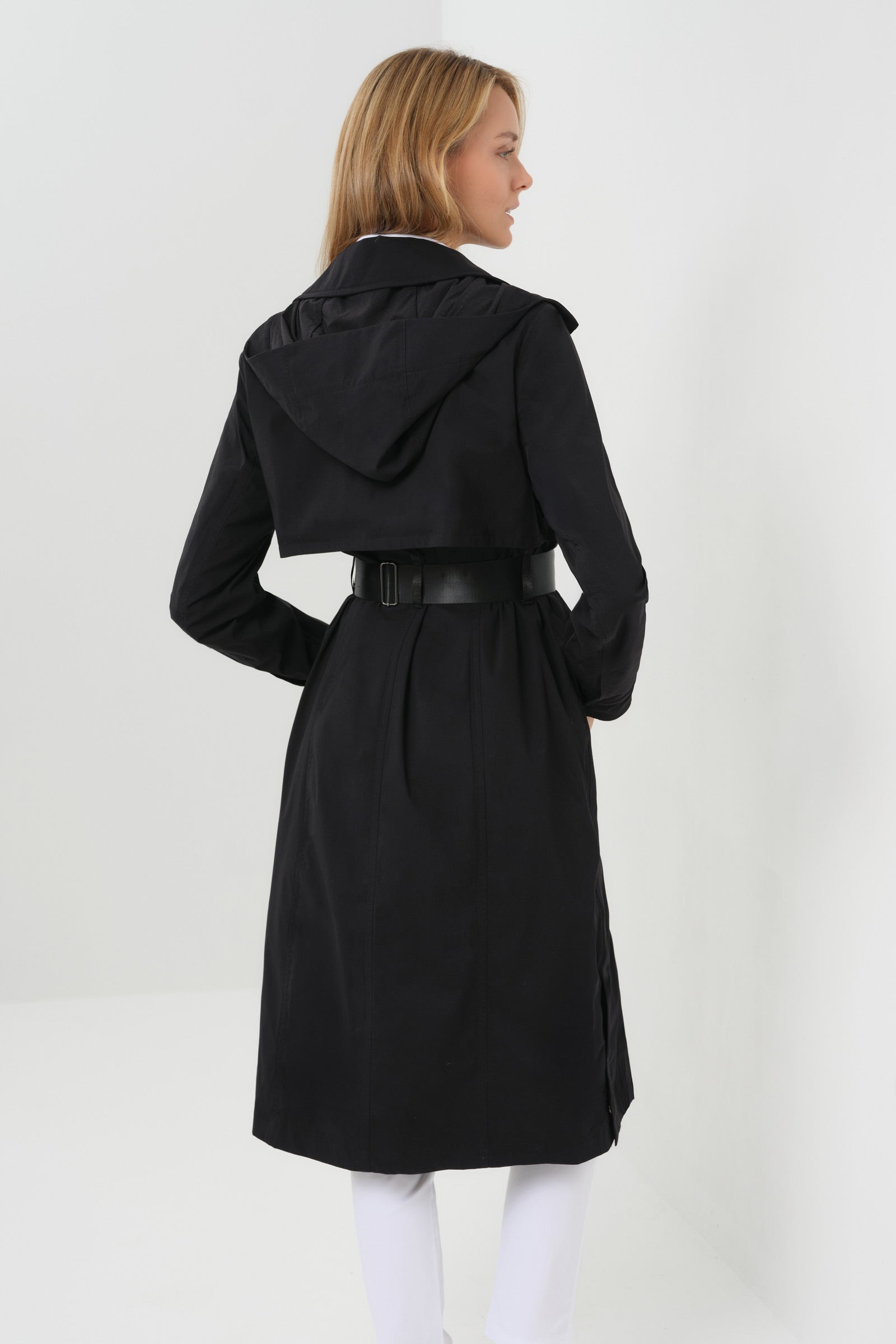 Kenya Waterproof Trench Coat with Removable Hood & Belt