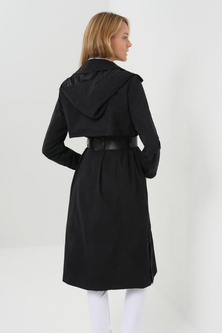 Kenya Waterproof Trench Coat with Removable Hood & Belt