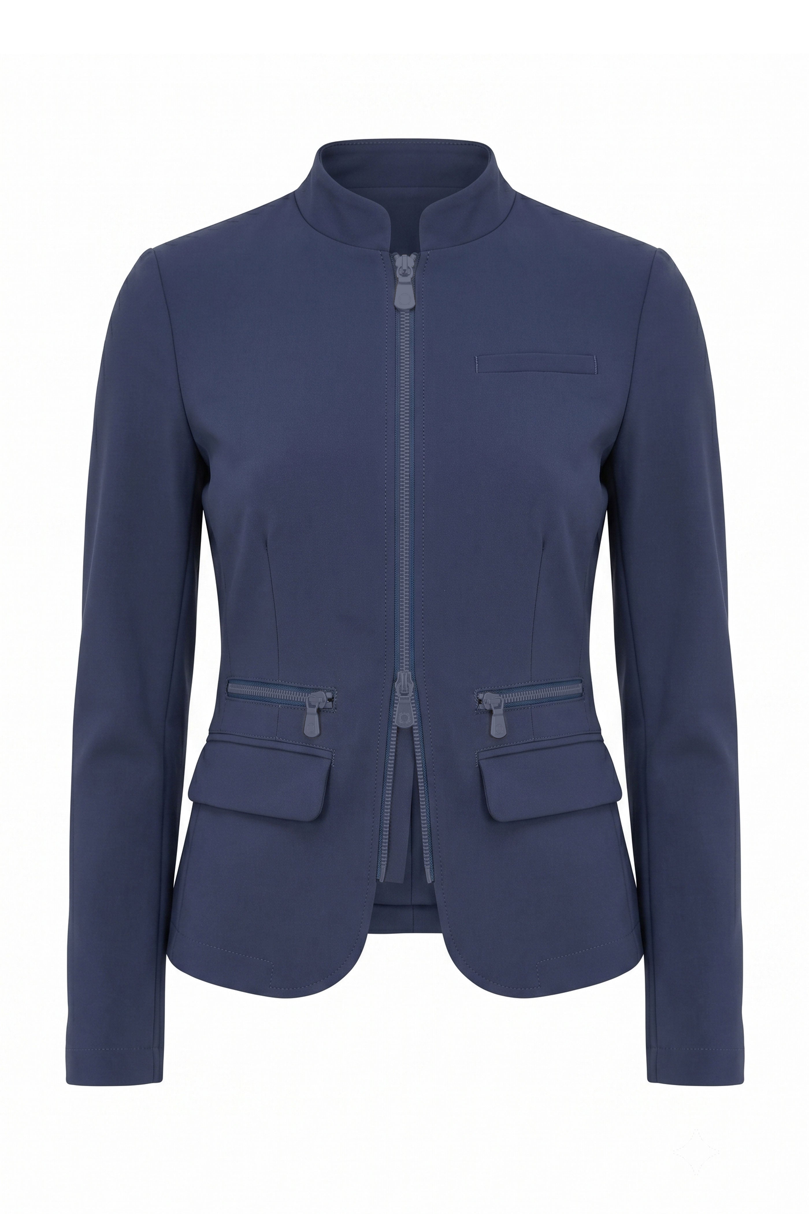 Ghost Mannequin Image of the Gisela Aeroflow Zip Front Twill Blazer