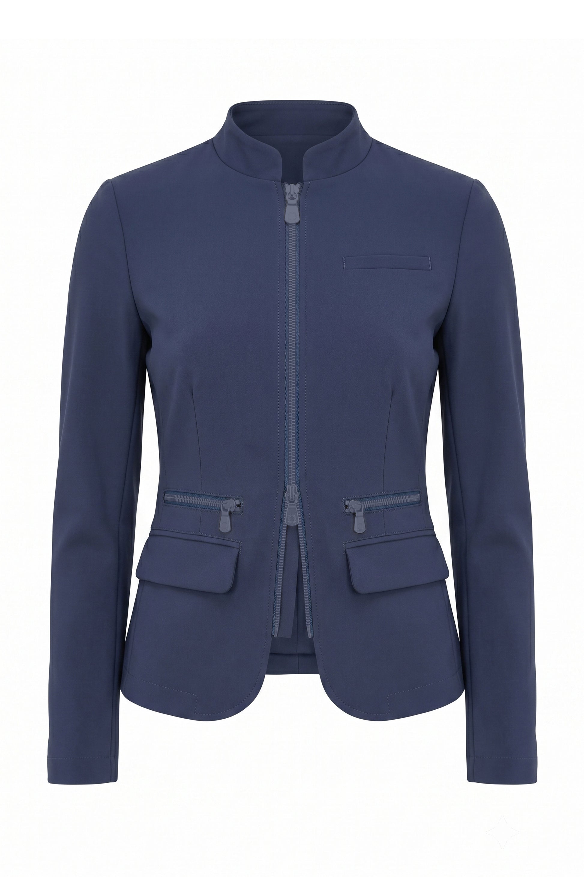 Ghost Mannequin Image of the Gisela Aeroflow Zip Front Twill Blazer