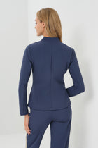 Studio Image of model wearing the Gisela Aeroflow Zip Front Twill Blazer