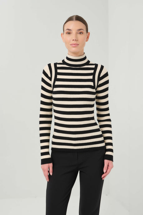 Linh Engineered Stripe Sweater Top
