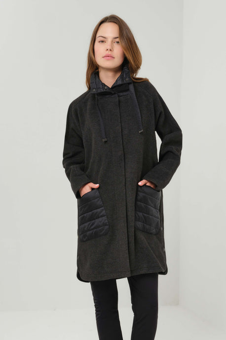 Iki Mixed Media Cocoon Coat