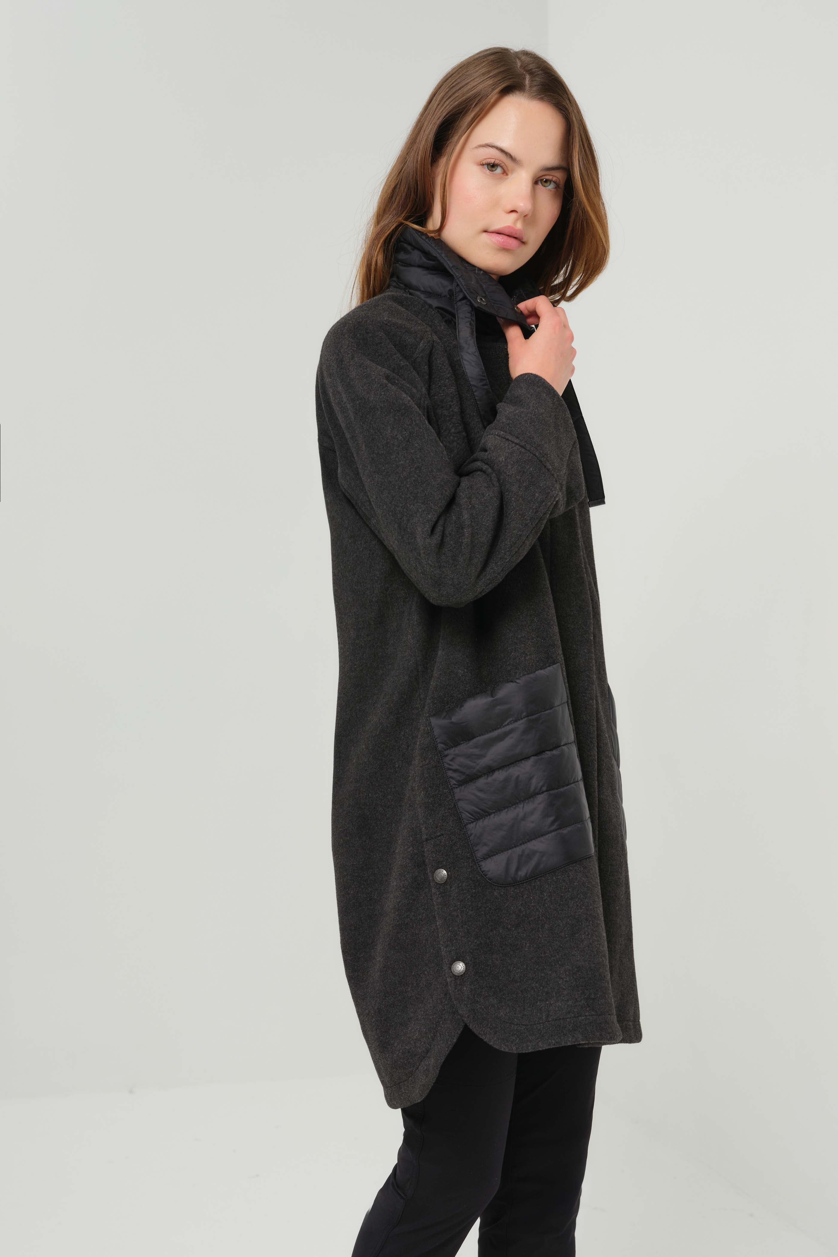 Iki Mixed Media Cocoon Coat