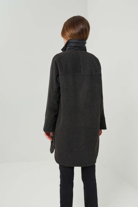 Iki Mixed Media Cocoon Coat