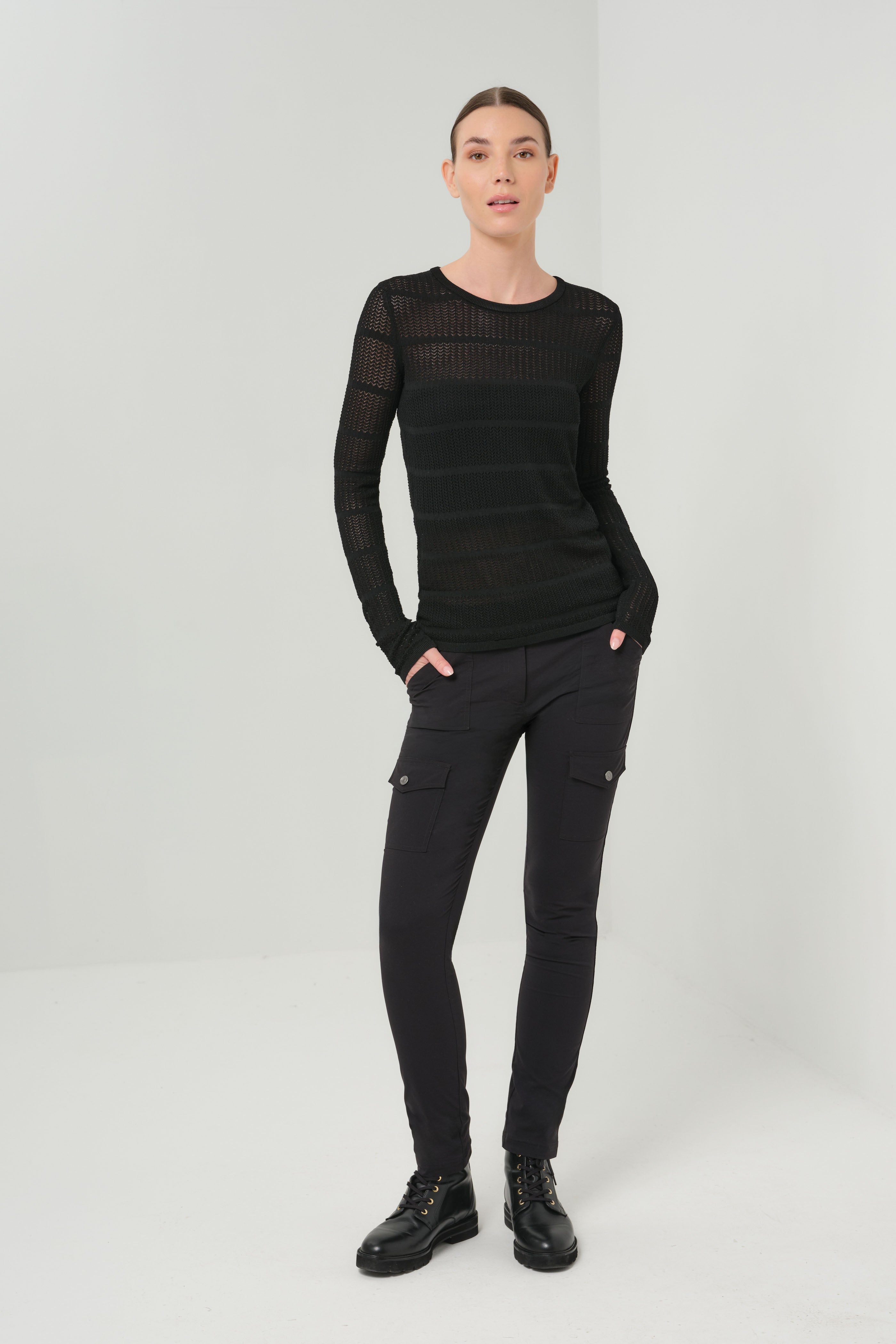Juliana Pointelle Longsleeve Crewneck Sweater
