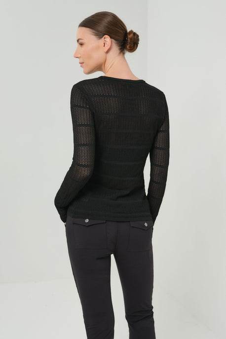 Juliana Pointelle Longsleeve Crewneck Sweater