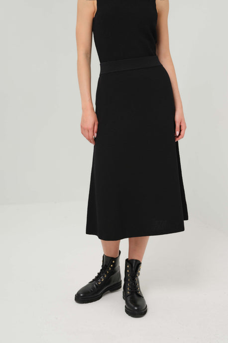 Mandarin Textured Sweater Midi Skirt