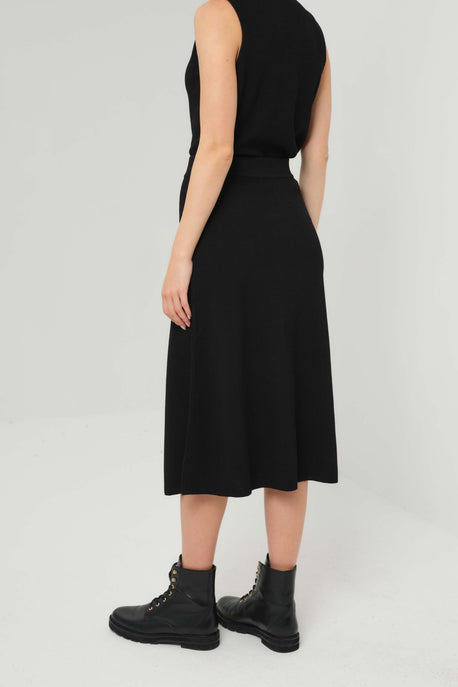 Mandarin Textured Sweater Midi Skirt