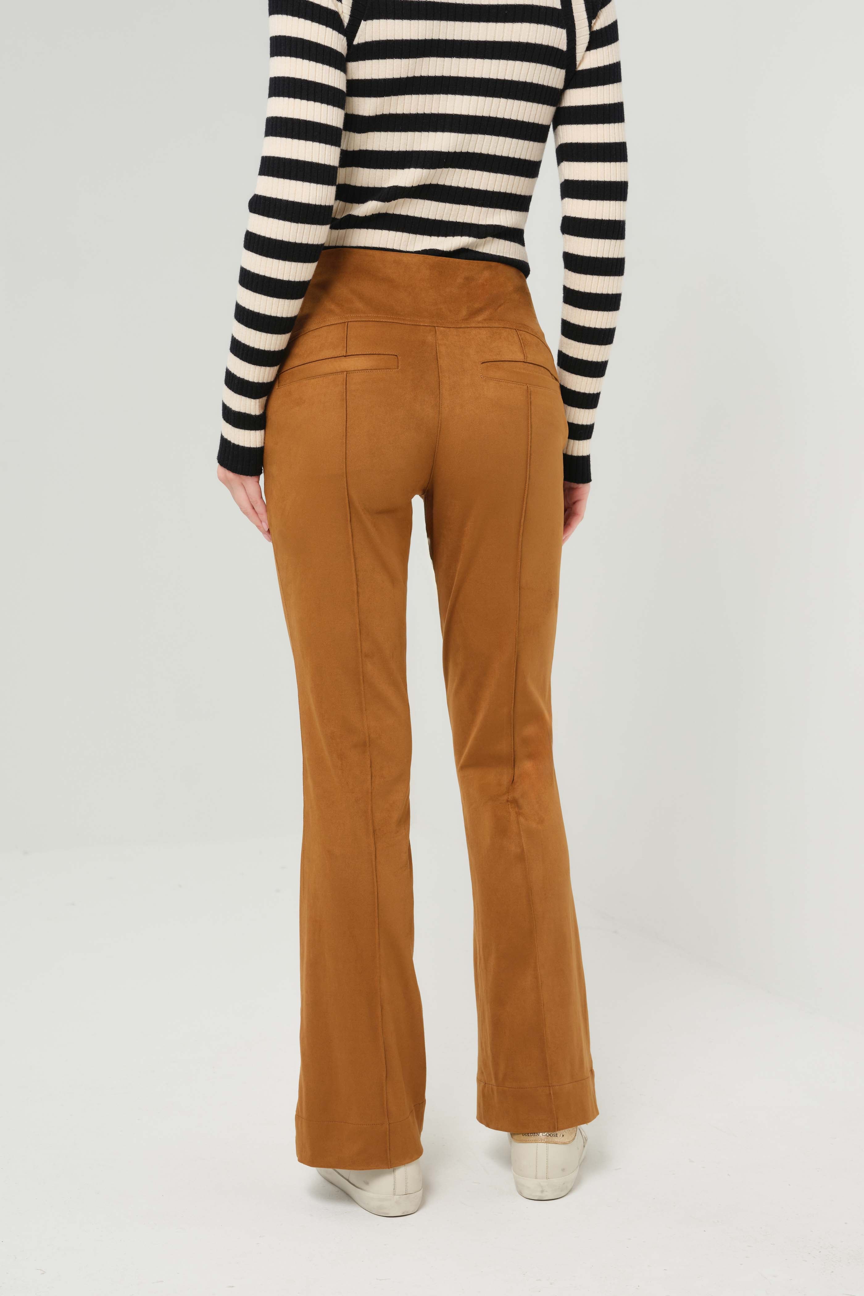 Becca Faux Suede Pintuck Flare Pant