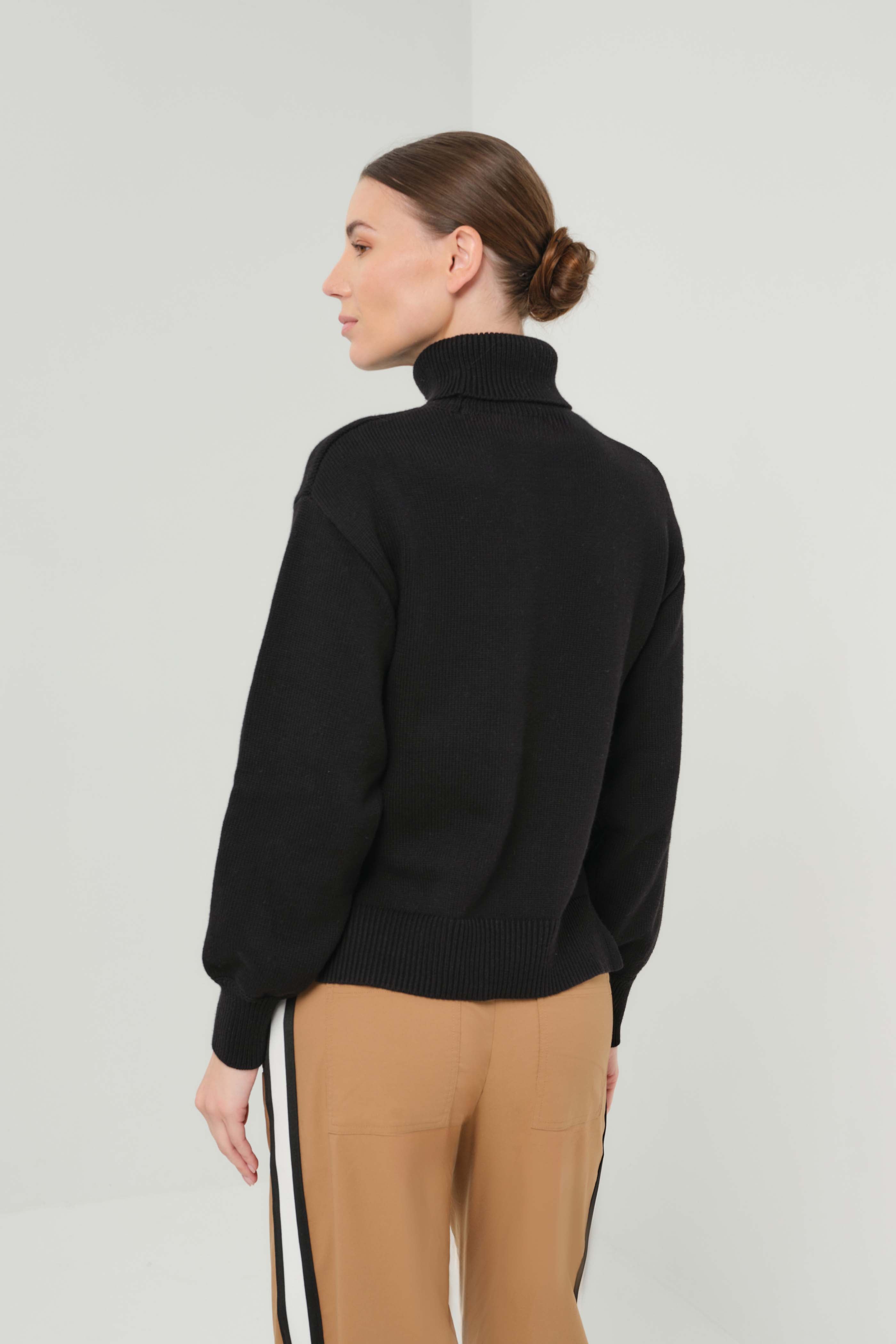 Wabi Mix Sweater Mixed-Stitch Cableknit Turtleneck