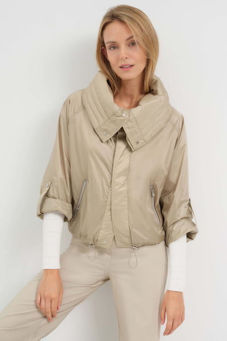 Casey Cropped Windbreaker with Oversized Lapel