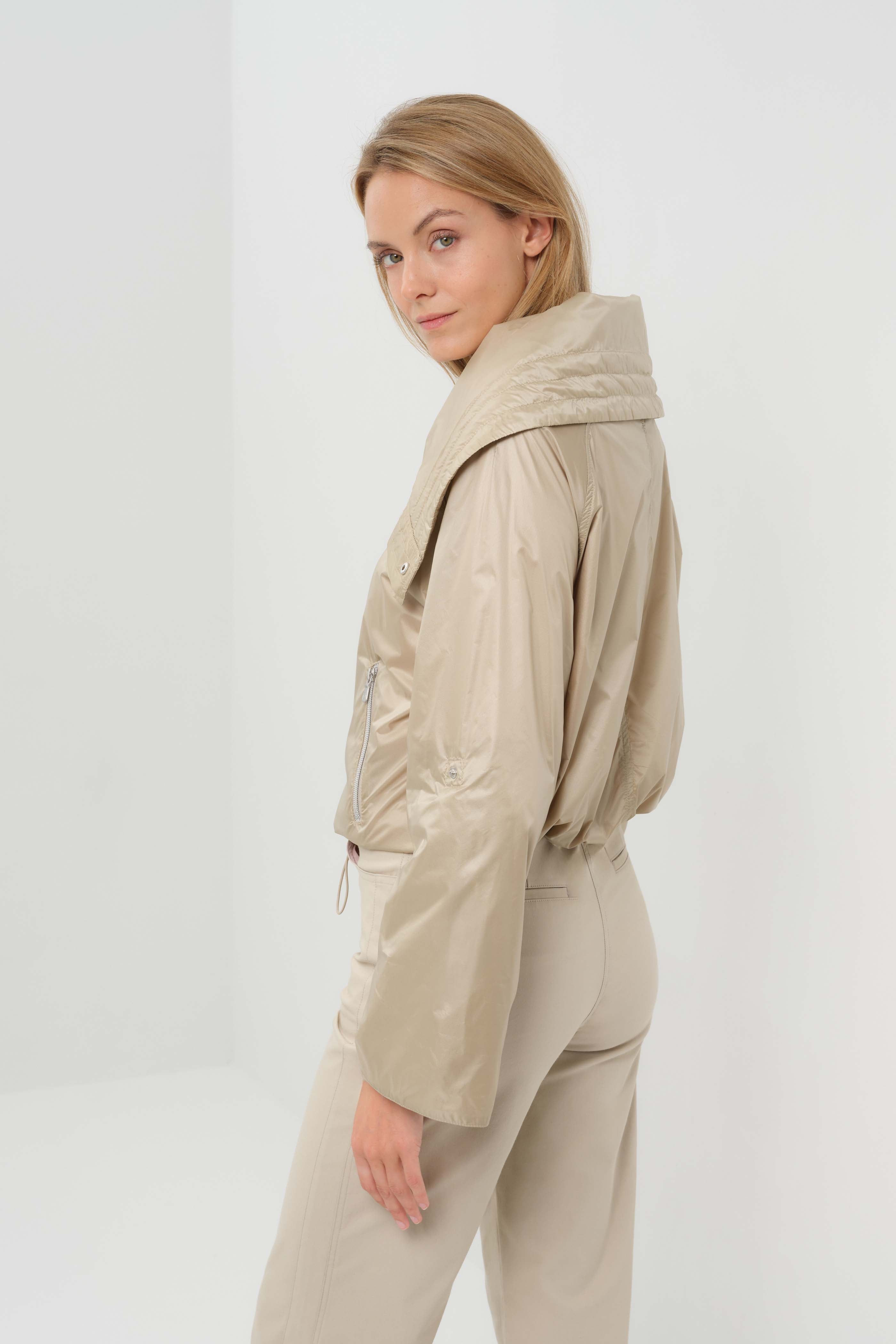 Casey Cropped Windbreaker with Oversized Lapel
