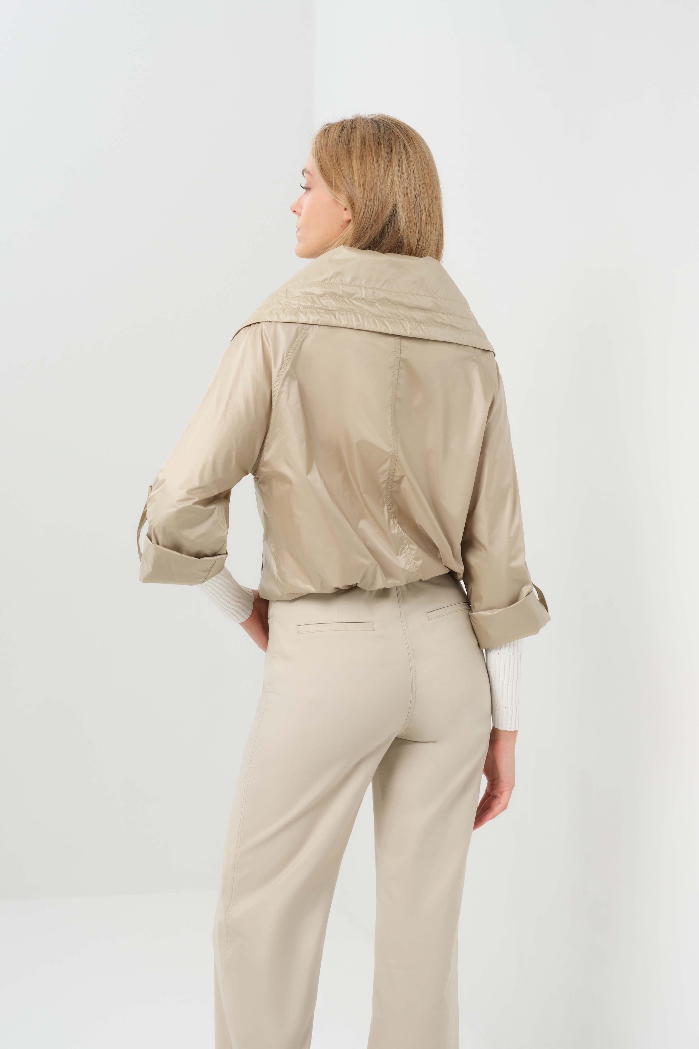 Casey Cropped Windbreaker with Oversized Lapel