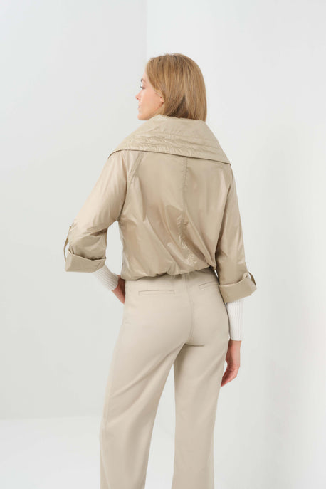 Casey Cropped Windbreaker with Oversized Lapel