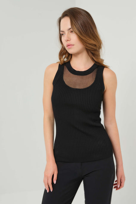 Gio Mixed-Stitch Rib Sweater Top