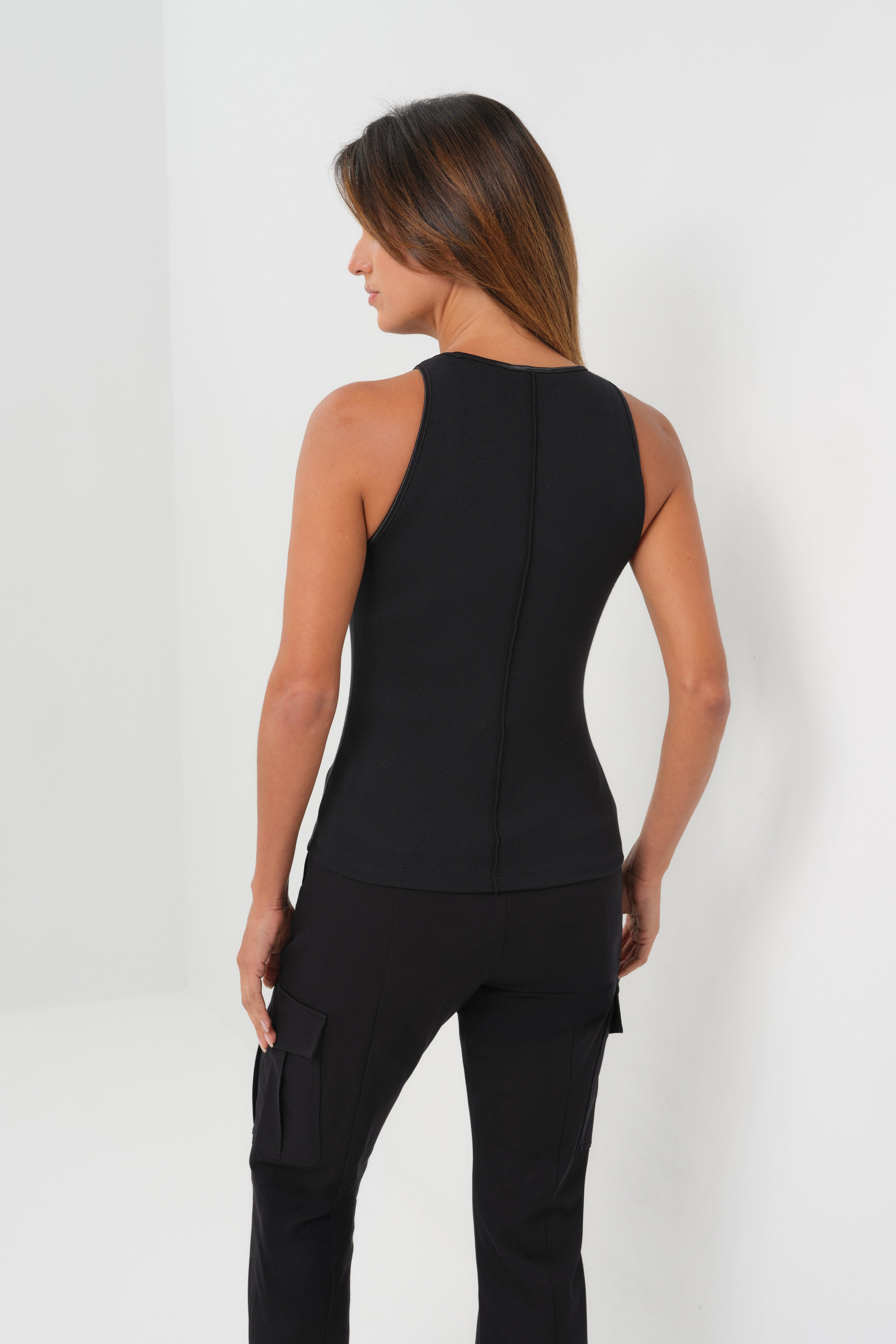 Callie Rib Halter Top with Seam Shaping