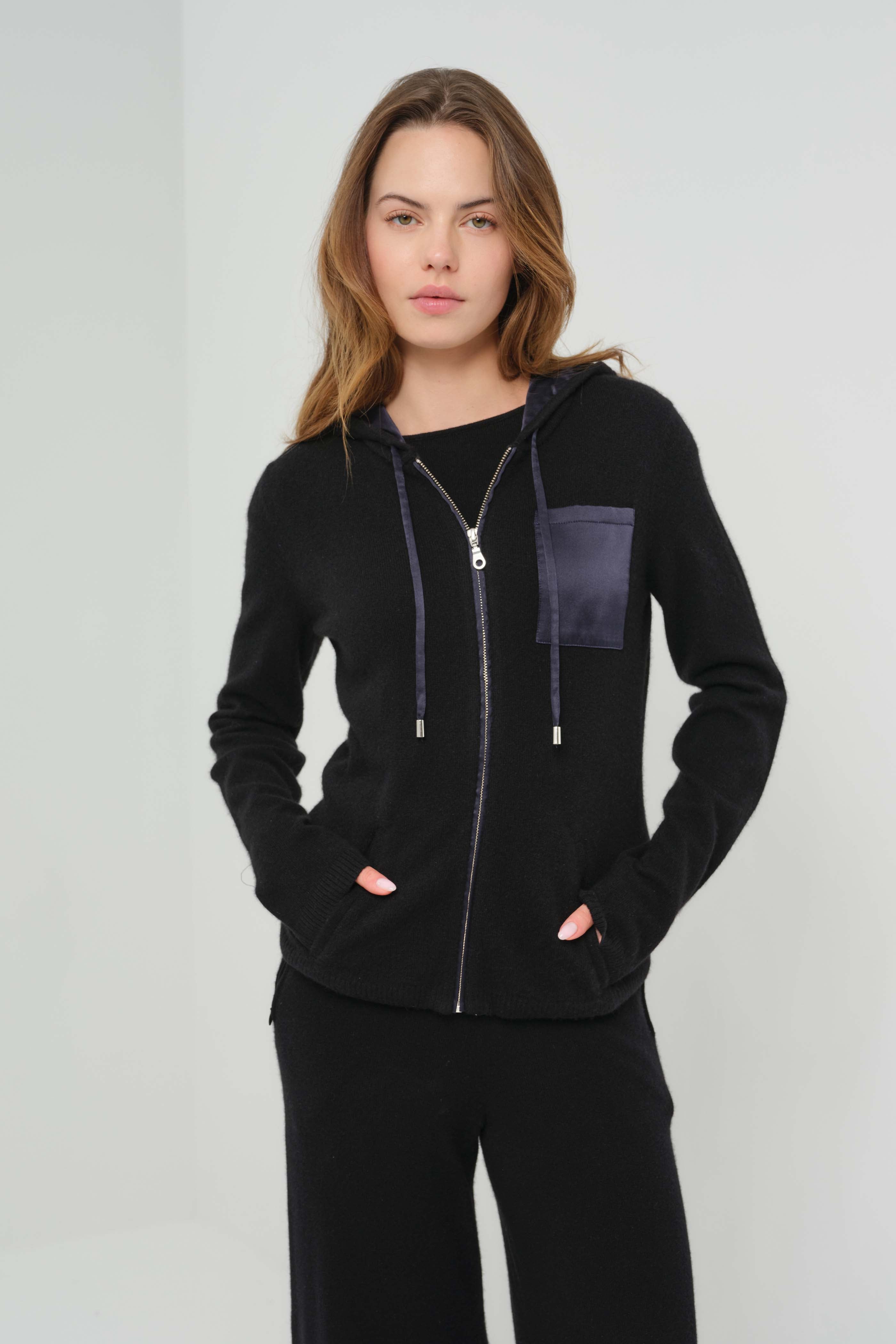 Traveler Cashmere Zip Front Lounge Hoodie