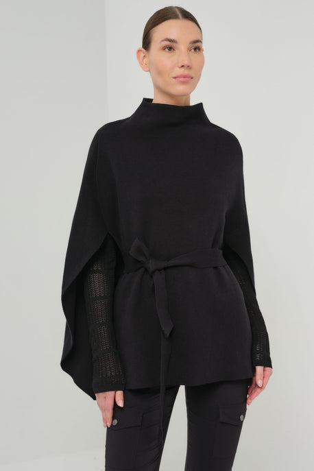 Kai Belted Funnel-Neck Cape