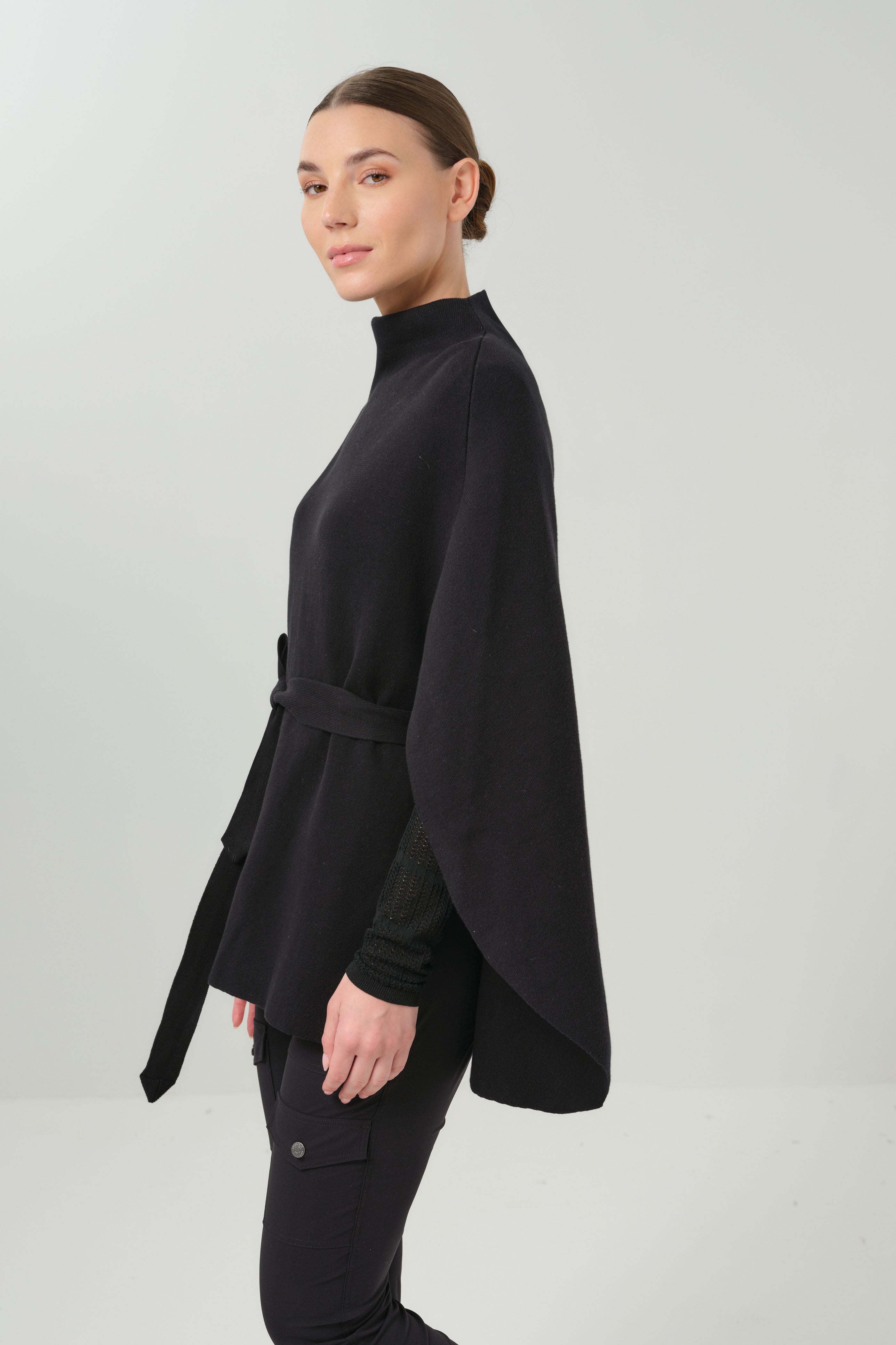 Kai Belted Funnel-Neck Cape
