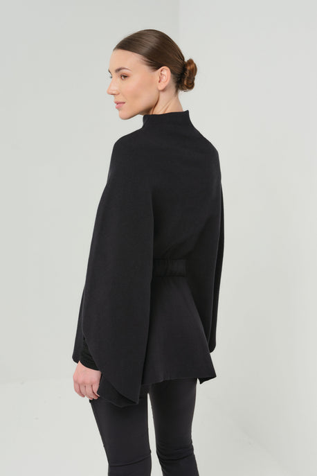 Kai Belted Funnel-Neck Cape